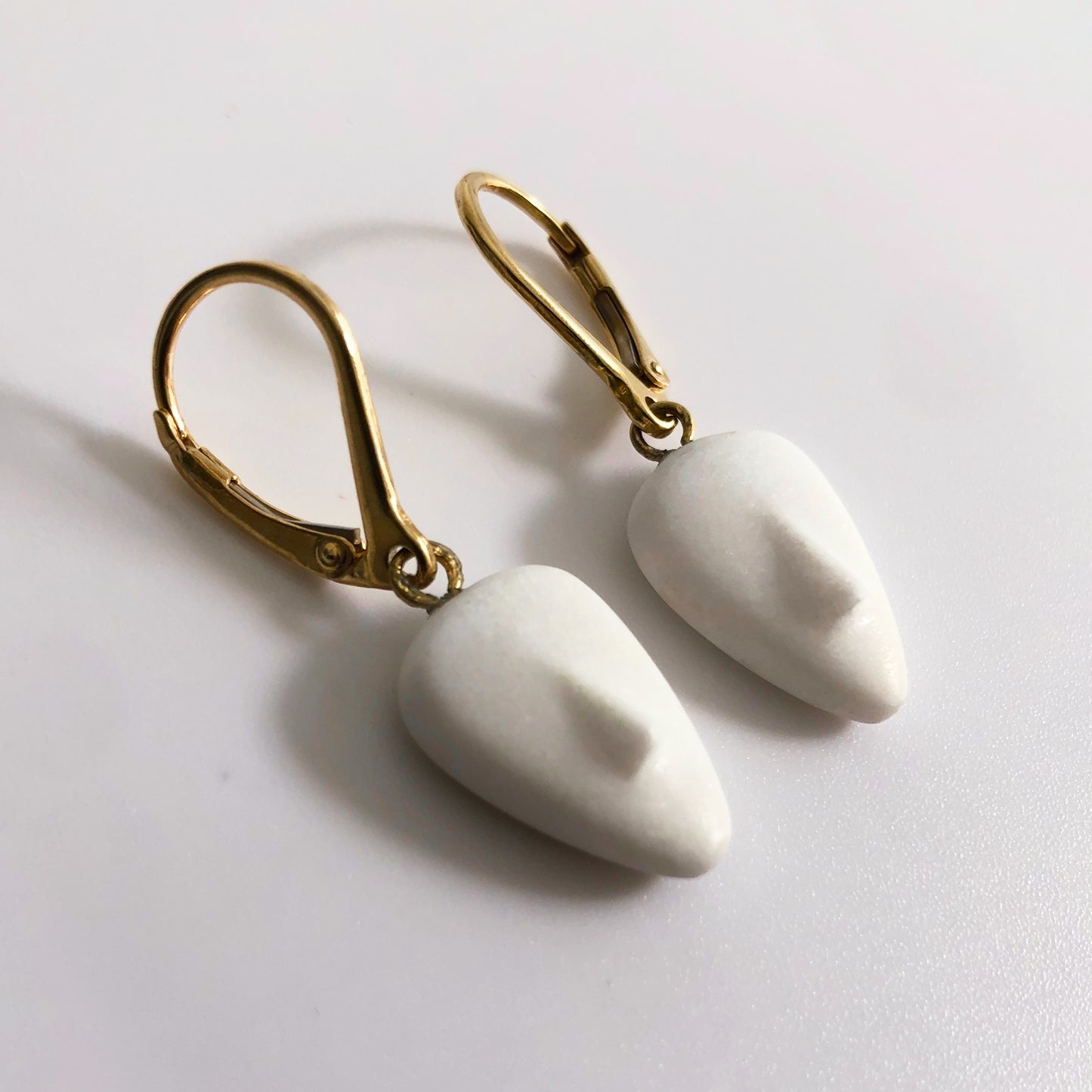 ATHENA - Cycladic Idol | Marble & Gold Plated Silver Earrings