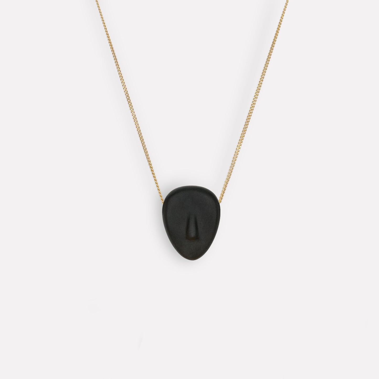 CHLOE - Cycladic idol | Black Stone & Gold plated Necklace