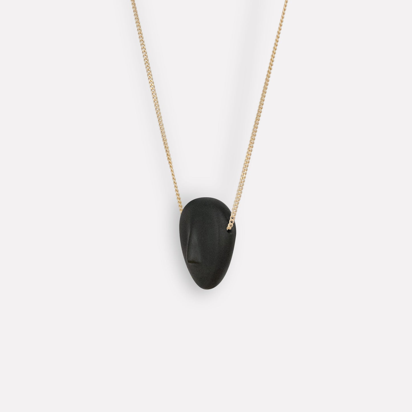CHLOE - Cycladic idol | Black Stone & Gold plated Necklace