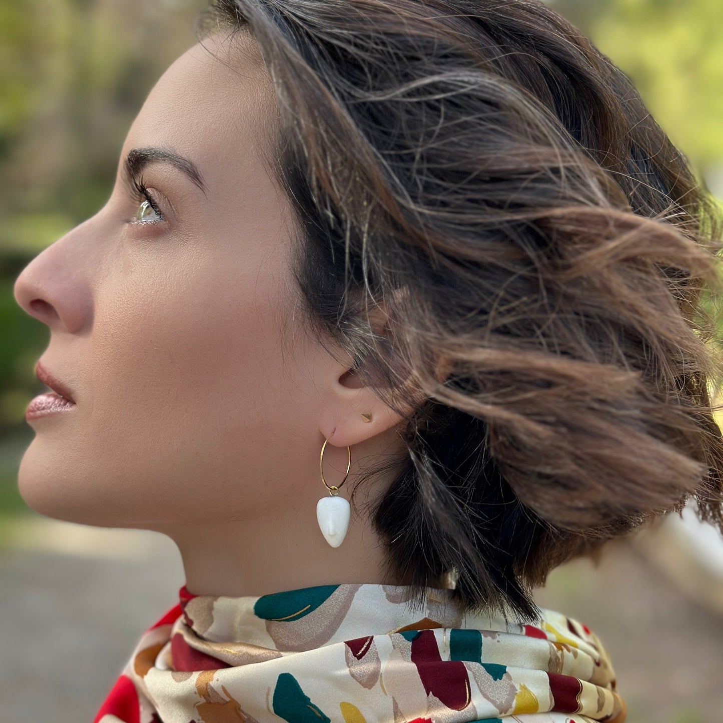ELECTRA - Cycladic Idol | Marble & Gold Plated Silver Earrings