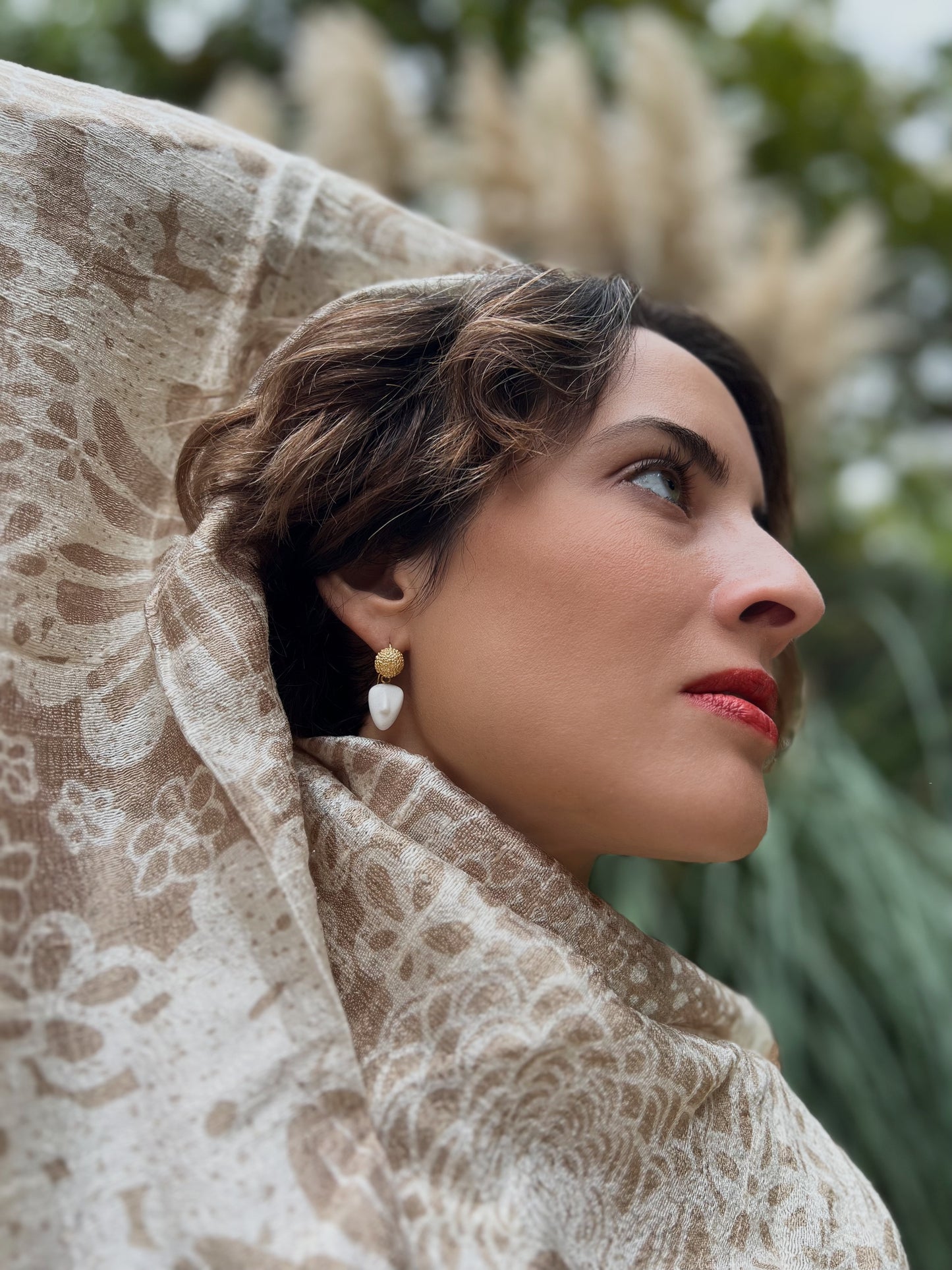 HERA - Cycladic Idol | Marble & Gold Plated Silver Earrings