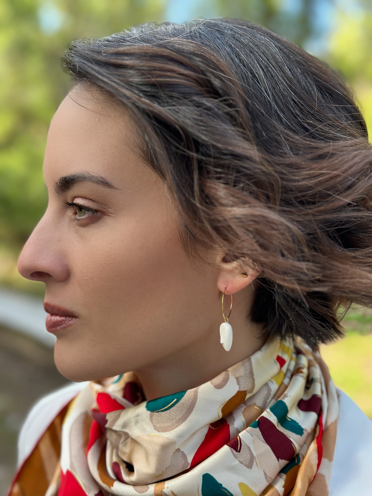 ELECTRA - Cycladic Idol | Marble & Gold Plated Silver Earrings