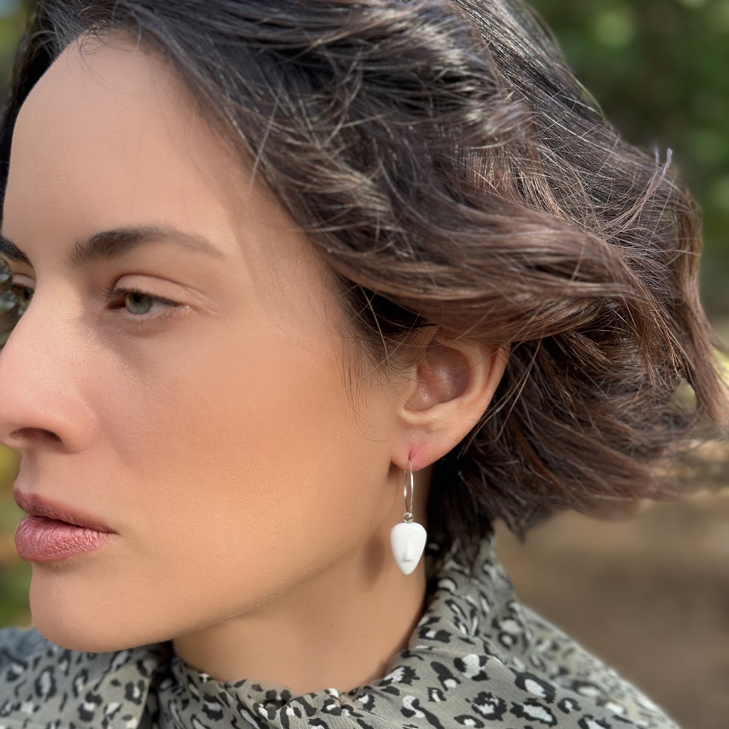 IRIS - Cycladic idol | Marble & Silver Earrings