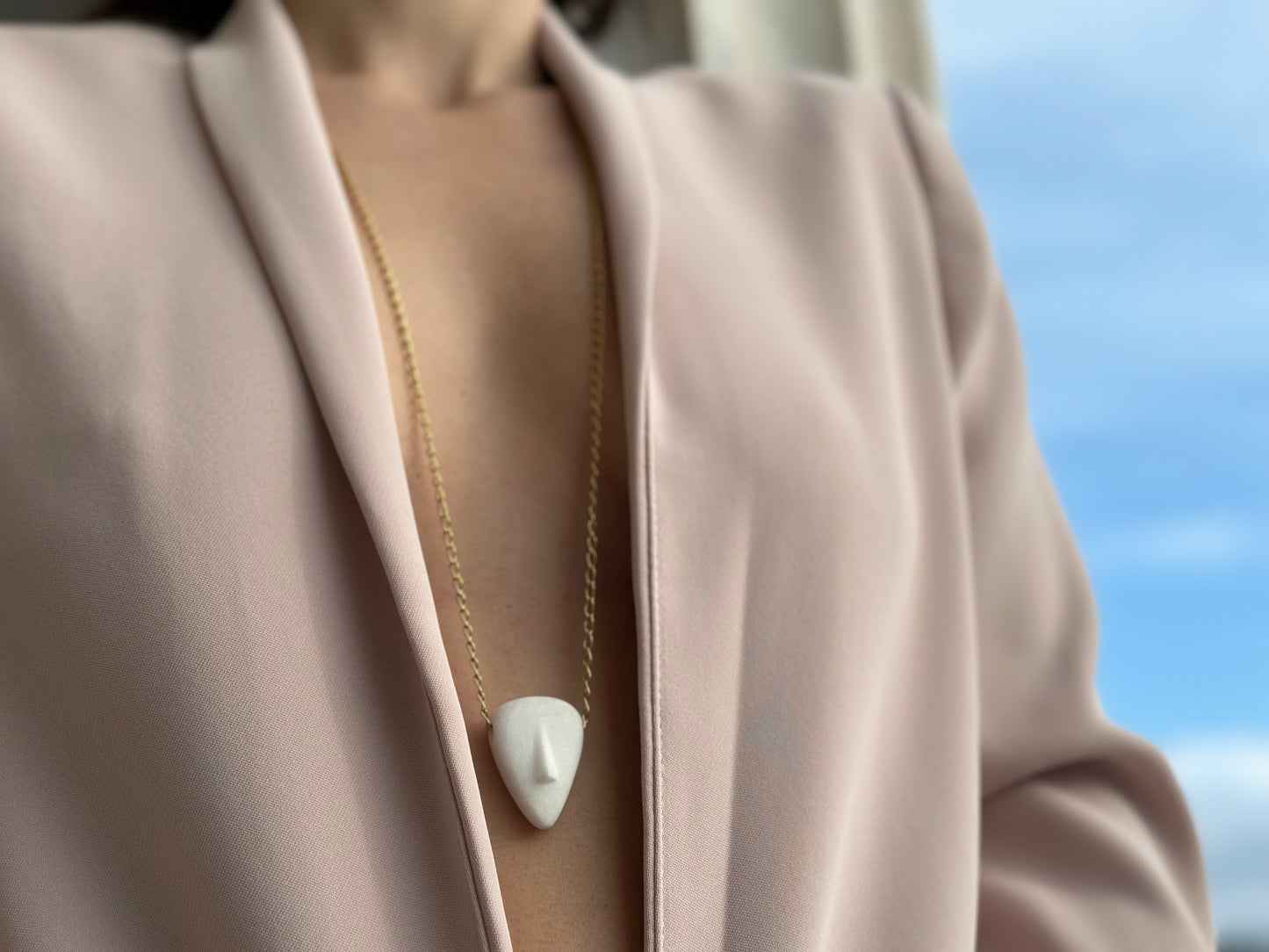SOPHIA - Cycladic idol | Marble & Gold Plated Silver Chain