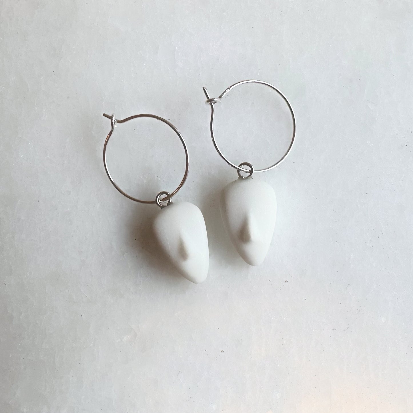 IRIS - Cycladic idol | Marble & Silver Earrings