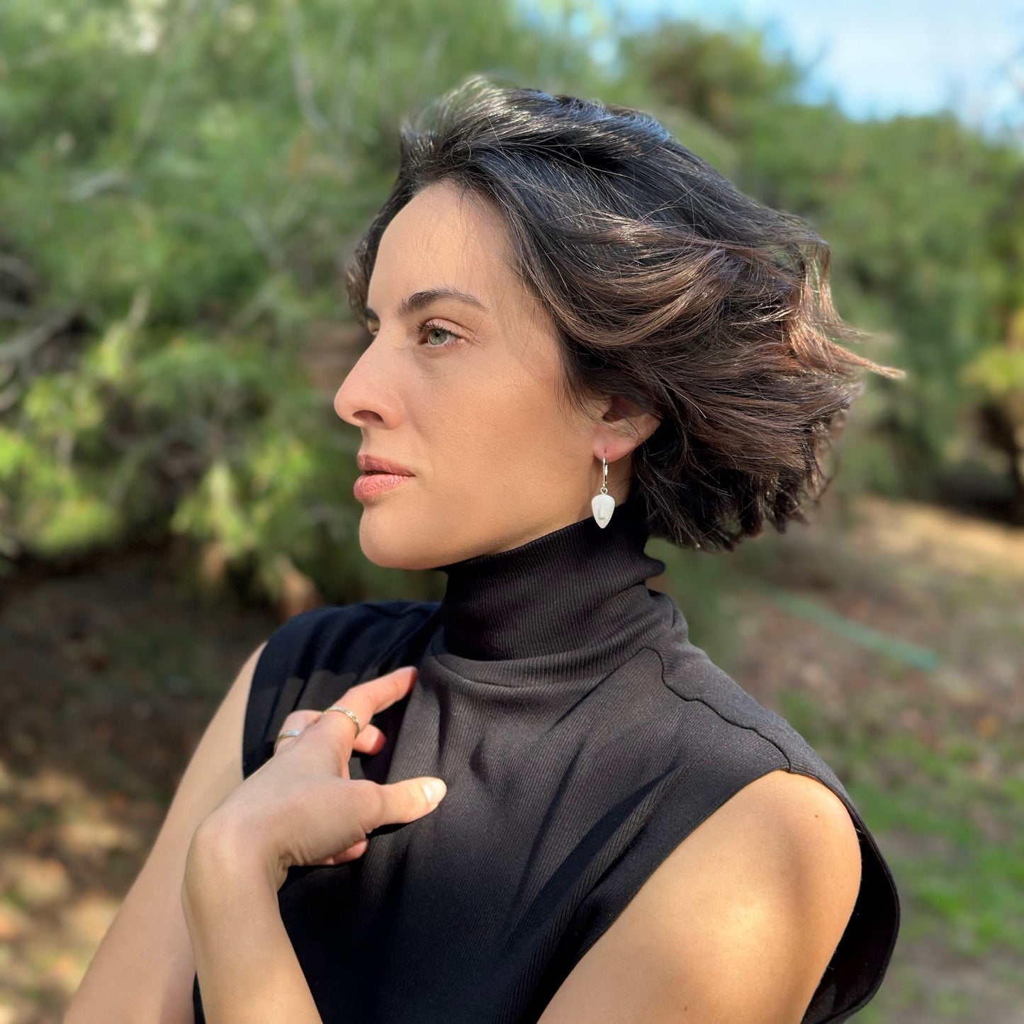 RHEA - Cycladic Idol | Marble & Silver Earrings