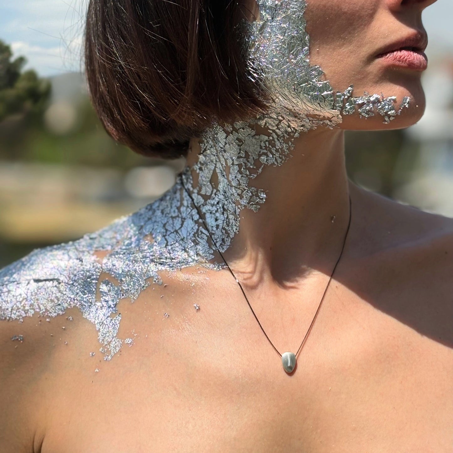NEMESIS - Cycladic idol | Silver & Rhodium plated Necklace