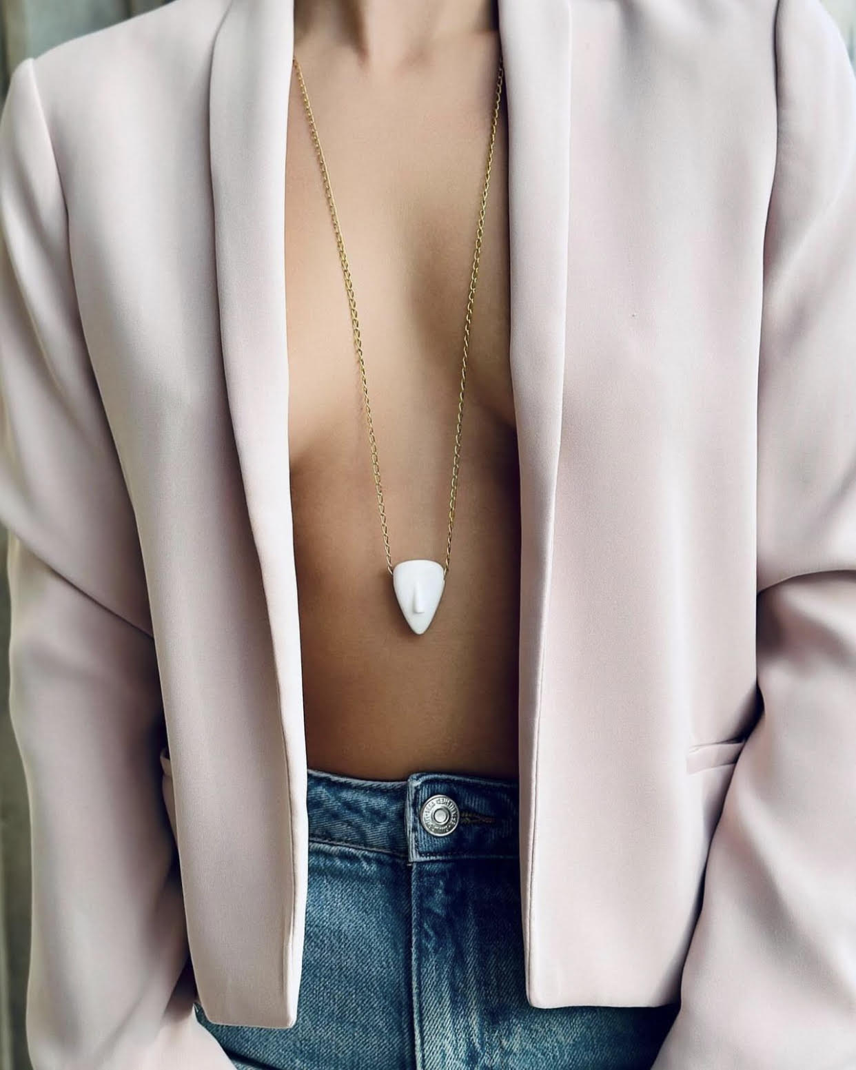 SOPHIA - Cycladic idol | Marble & Gold Plated Silver Chain