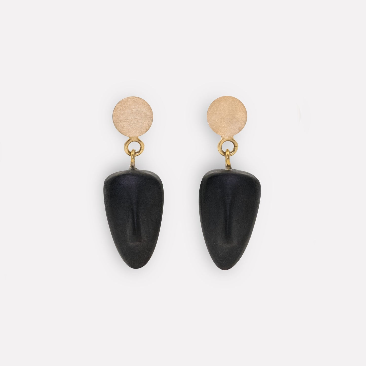 CIRCE - Cycladic idol | Black Stone & Gold Plated Silver Earrings